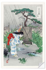 Adesivo murale Yamabuki Bush in the Rain