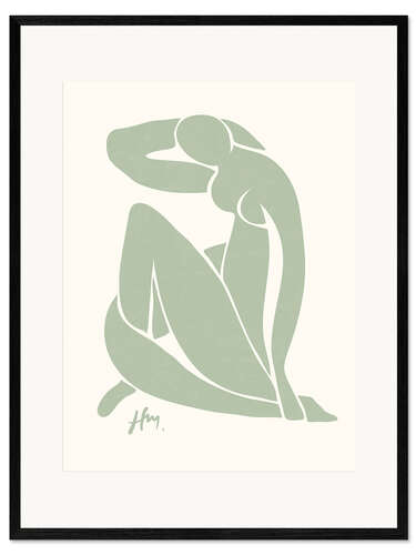 Ingelijste kunstdruk Sage Green Nude