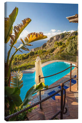 Tableau sur toile Pool with sea views of Capri