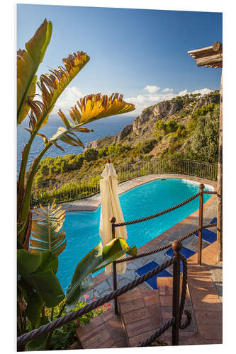 Hartschaumbild Pool mit Meerblick auf Capri