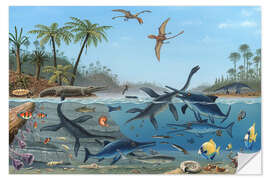 Selvklebende plakat Life in the Jurassic Sea