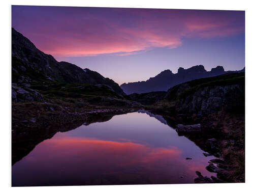 Foam board print Sunset silhouette of Wendenstock mountain range at Sustenpass