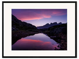 Framed art print Sunset silhouette of Wendenstock mountain range at Sustenpass