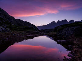 Magnettafel Sonnenuntergangssilhouette der Wendenstock-Bergkette