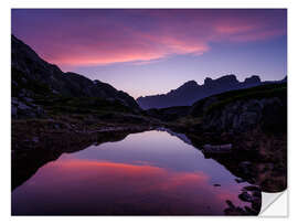 Wandsticker Sonnenuntergangssilhouette der Wendenstock-Bergkette