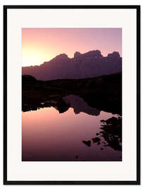 Framed art print Mountain silhouette in the evening light in the Swiss Alps