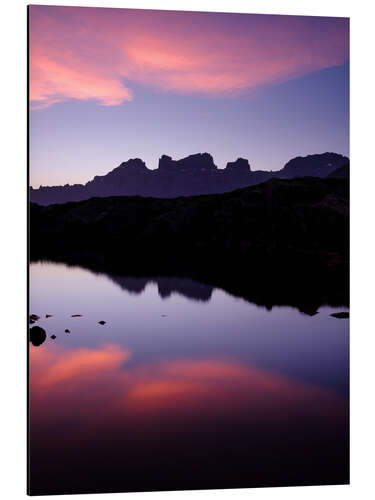 Aluminium print Swiss Wendenstock mountain range in the evening