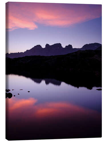 Canvas print Swiss Wendenstock mountain range in the evening