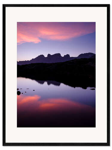 Framed art print Swiss Wendenstock mountain range in the evening