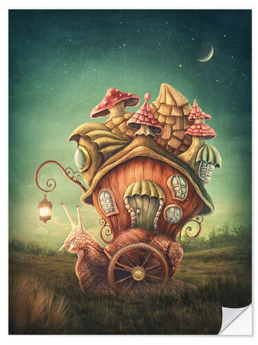 Muursticker Magic snail house