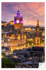 Selvklebende plakat Lovely sunset in Edinburgh