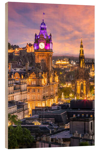 Stampa su legno Lovely sunset in Edinburgh