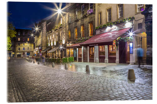 Acrylglas print Grassmarket in Edinburgh am Abend