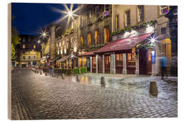 Tableau en bois Grassmarket in Edinburgh am Abend