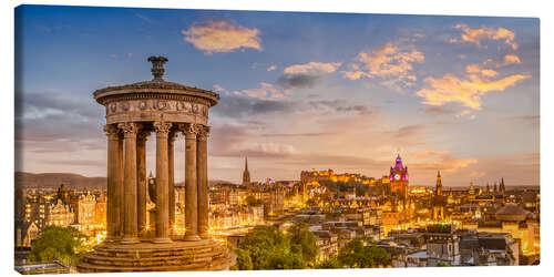 Canvastavla Enchanting sunset over Edinburgh