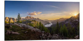 Alubild Watzmann mit Königssee im Nebel bei Sonnenaufgang