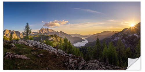 Wall sticker Watzmann with Koenigssee in the fog at sunrise