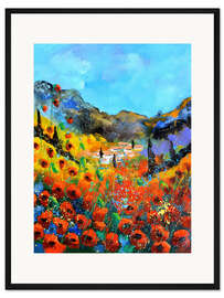 Gerahmter Kunstdruck Roter Mohn in der Provence