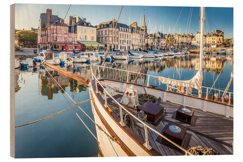 Holzbild Hafen von Honfleur, Normandie