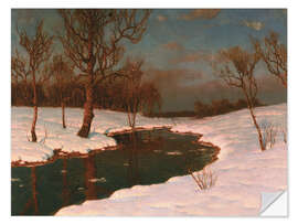 Sticker mural Sunset on a snowy river landscape