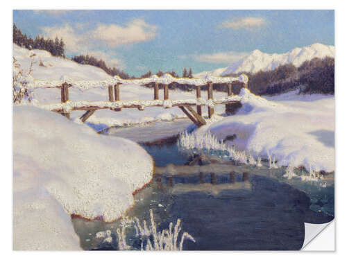 Selvklebende plakat Sun on the Snow, Switzerland