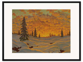 Gerahmter Kunstdruck Sonnenuntergang in Finnland