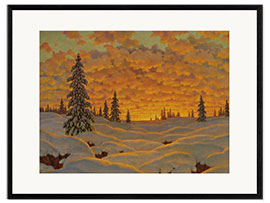 Gerahmter Kunstdruck Sonnenuntergang in Finnland