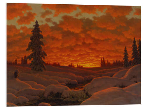 Tableau en PVC Winter Landscape dipped in red