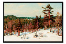 Gerahmter Kunstdruck Winter, der Blick über den Wald