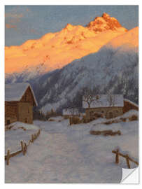 Selvklebende plakat Evening on the mountain, Haute-Savoie