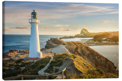 Leinwandbild Castle Point Leuchtturm an der Küste von Wairarapa, Neuseeland