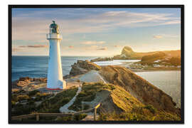 Gerahmter Kunstdruck Castle Point Leuchtturm an der Küste von Wairarapa, Neuseeland