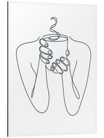 Magnettafel Kaffemädchen Line Art