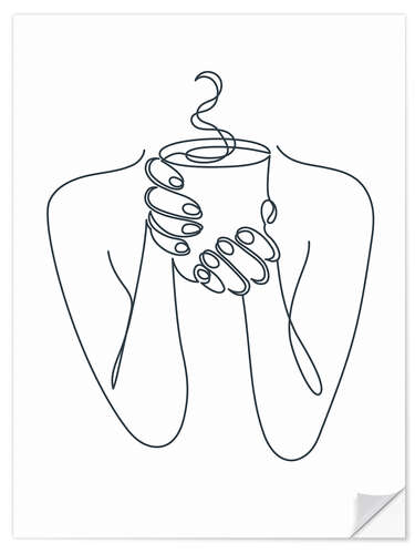 Naklejka na ścianę Coffee Girl Line Art