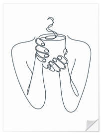 Wall sticker Coffee Girl Line Art