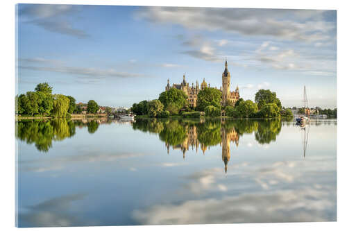 Acrylglas print Schwerin Castle in the morning sun