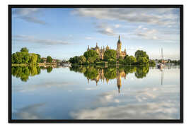 Gerahmter Kunstdruck Schweriner Schloss in der Morgensonne