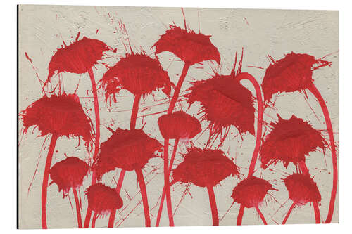 Aluminium print Abstract red flowers