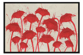 Gerahmter Kunstdruck Abstrakte rote Blumen