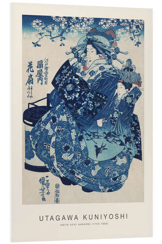 Stampa su PVC Ogiya uchi Hanaogi (Portrait of Geisha in Blue Kimono)