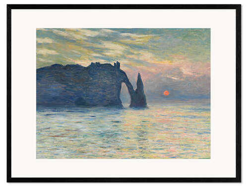 Plakat artystyczny premium w ramie The Cliff, Étretat, Sunset, 1883