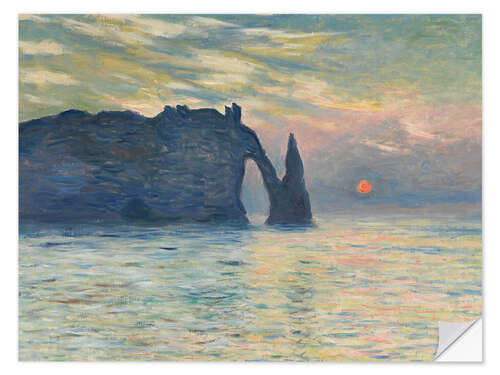 Selvklæbende plakat The Cliff, Étretat, Sunset, 1883