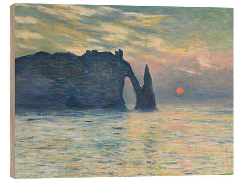 Cuadro de madera The Cliff, Étretat, Sunset, 1883