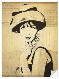 Vinilo para la pared Vintage lady with a hat