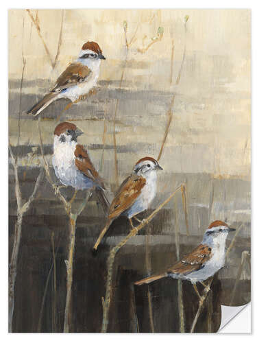 Naklejka na ścianę Sparrows - The calm in the evening