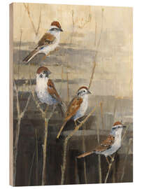 Stampa su legno Sparrows - The calm in the evening