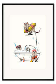 Gerahmter Kunstdruck Quokka in der Badewanne