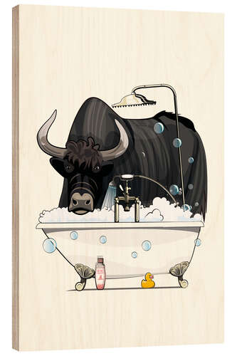 Tableau en bois Yak in the Bathtub