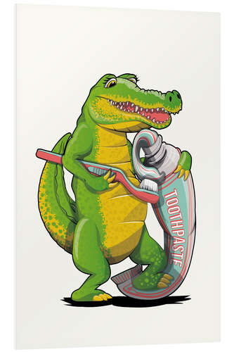 Tableau en PVC Crocodile Brushing Teeth