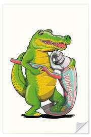 Wall sticker Crocodile Brushing Teeth